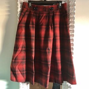 Zara Midi Red Tartan skirt Sz L